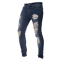 Andongnywell Men's Skinny Jeans Stretch Ripped Denim Pants Slim Fit Straight Leg Distressed Zipper Pencil Pant