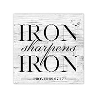 Iron Sharpens Iron Proverbs 27-17 Framed Canvas Paintings Retro Canvas Wall Art Shelf Décor Housewarming Gift for Offices Indoor Home 12x12 Inch