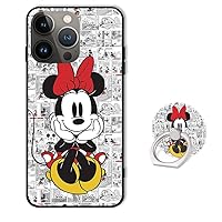 Cute Phone Case for iPhone 13 Pro Max with Ring Holder Kickstand,TPU Soft Rubber Silicone Protective Cover for iPhone 13 Pro Max 6.7 inch - White Design