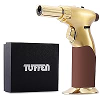 Kitchen Torch Golden, Dual Flame Butane Torch Gun for Candles And Creme Brulee & More, Refillable Cooking Torch Lighter, Butane Gas Is Not Included
