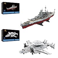 JMBricklayer Battleship Building Block Set 60006 & Airplane Building Block Set 60009, Military Toy, Historical Collection or Home Display, Gift for Kids and Adults