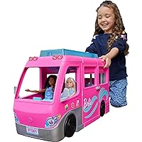 Camper Playset, DreamCamper Toy Vehicle with 60 Doll-Sized Accessories Including Furniture, Pool & 30-inch Slide