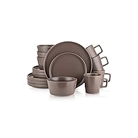 Coupe Dinnerware Set, Service For 4, Matte Brown