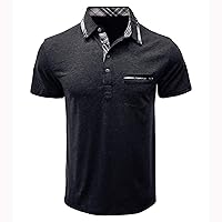 Golf Shirts for Men 2024 Summer Short Sleeve Button Down Shirt Casual Work Solid Muscle Gym Workout Athletic Shirt