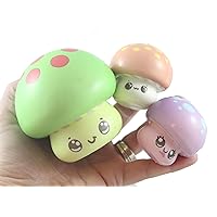 Mushroom Family - 3 Cute Mushroom Slow Rise Squishy Toys - Memory Foam Party Favors, Prizes, OT (Random Colors)