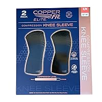 Copper Fit Elite Knee Compression Sleeve Knee Brace 2-Pack, Black (Small/Medium 12