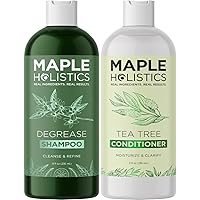 Oily Hair and Scalp Shampoo and Conditioner - Degrease Shampoo and Tea Tree Conditioner for Oily Hair and Scalp for Men and Women - Sulfate Silicone and Paraben Free with Pure Essential Oils 8oz Each
