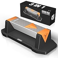 Diamond Sharpening Stone 3 Side Grit 400/1000/8000 Premium Industrial Diamond & Ceramic Whetstone Knife Sharpener Suitable for Steel of any Hardness with Angle Guide and Non-Slip Base
