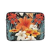 Laptop Sleeve 17 inch Flowers and Hawaiian Tribal Patterns Print Laptop Case Durable Briefcase Cover Slim Laptop Bag Shockproof Laptop Protective case for Travel Work