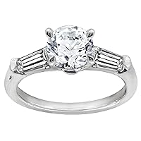 SwaraEcom 1.50ct Round Baguette Cut 3-Stone Solitaire with Accent Simulated Diamonds Cz Engagement Promise Statement Anniversary Bridal Wedding Ring XMAS Gifts