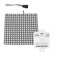 WS2812B ECO RGB Alloy Wires 5050SMD Individual Addressable 16X16 256 Pixels LED Matrix Flexible FPCB DC5V, SP530E WiFi Alexa Bluetooth LED Controller Kit(NO Power Adapter)