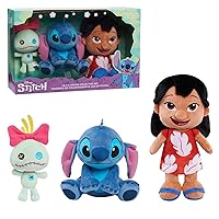 Disney Stitch Plush Stuffed Animal 3-piece Set, Lilo, Stitch, and Scrump, Soft Plushies, Kids Toys for Ages 0+ by Just Play