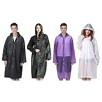 Rain Ponchos for Adults, Reusable Raincoats for Women Men, Emergency Rain Jacket with Hood for Disney Camping Hiking Outdoor (2 Black+1 White+1 Purple)