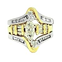 Genuine 2 Carats Diamond Two In One Ring 14k Gold Bridal Set
