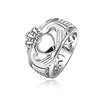 Uloveido Traditional Stainless Steel Claddagh Celtic Ring Hands Holding Heart Friendship and Love Crown Ring for Men Women Y1729