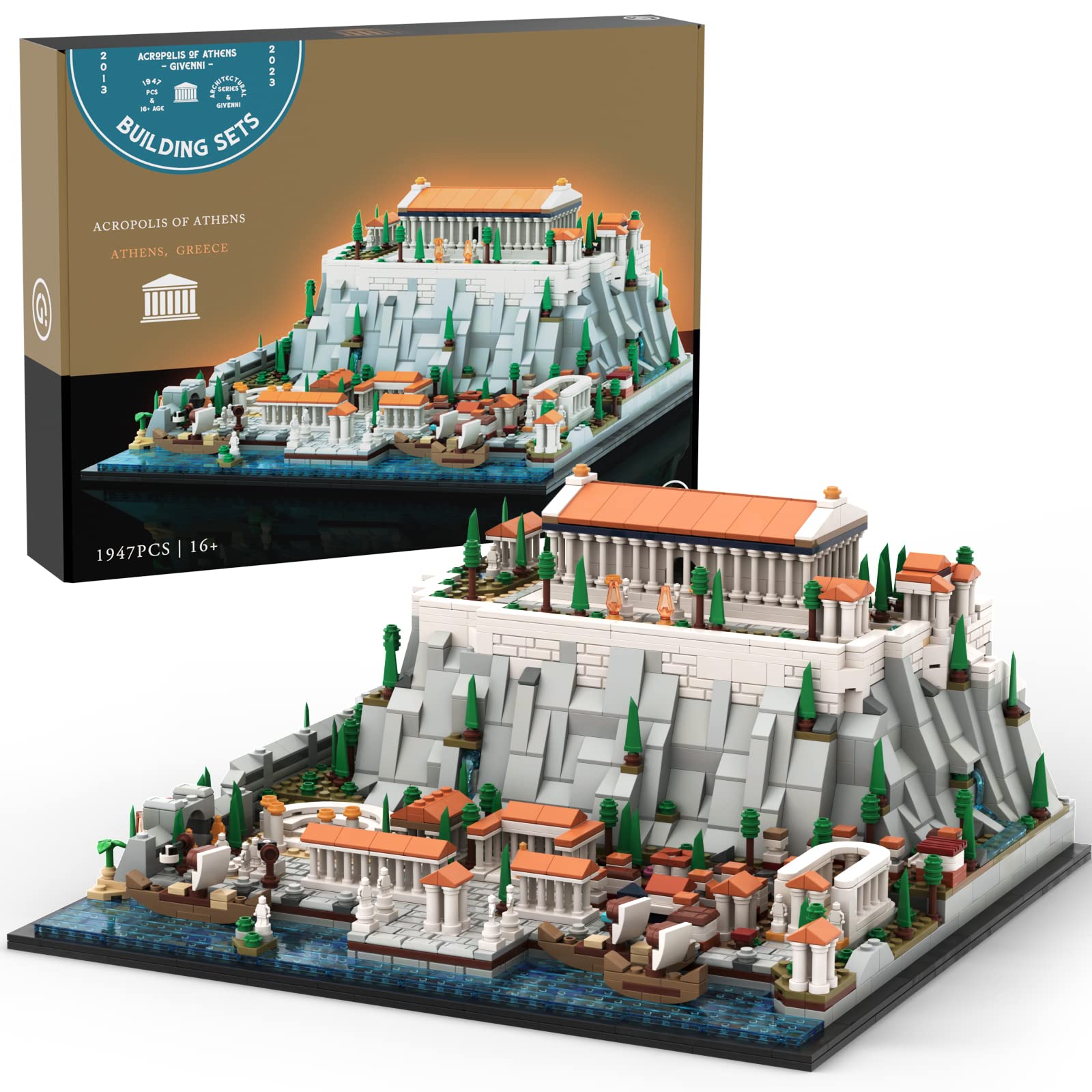 Givenni Architecture Landmark Collection The Acropolis in Athens Building Set; Collectible Model for Adults; Compatible with Lego, (1947 Pieces)
