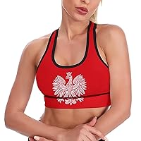 Poland Eagle Women's Sports Bra Wirefree Breathable Yoga Vest Racerback Padded Workout Tank Top
