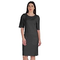 Womens Elbow Sleeve Regular Fit Tshirt Dress with Front Pockets