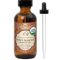 Sweet Almond Kernel Oil, USDA Certified Organic,100% Pure & Natural, Cold Pressed Virgin, Unrefined in Amber Glass Bottle w/Eyedropper, Sourced from Poland (2 oz (56 ml))