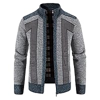 Jackets for Men Winter Casual Patchwork Long Sleeve Knitting Cardigan Zipper Sweater Coats
