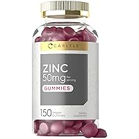 Zinc 50mg Gummies | 150 Count | Vegan, Non-GMO and Gluten Free Formula | Zinc Citrate Dietary Supplement | by Carlyle