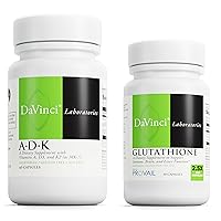 DAVINCI Labs Healthy Aging Bundle: ADK (60 Caps) & Glutathione (30 Caps) - Helps Support Gut Health, Bone Health, Heart Health & More* - Gluten Free, Soy Free
