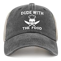 Dude with The Food Hat Mens with Design Running Hat Women AllBlack Cap Low Profile Unique Gifts for Farmers