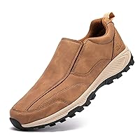 Comfort Slip On Shoes for Men, Leather Slip Resistant Work Shoes for Men, Waterproof Mens Casual Walking Shoes, for Standing,Walking
