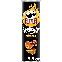 Scorchin' Potato Crisps Chips, Spicy Snacks, On-the-Go Snacks, Cheddar, 5.5oz Can (1 Can)