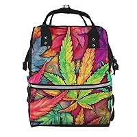 MultiColor Leaf Weed Art Print Diaper Bag Multifunction Laptop Backpack Travel Daypacks Large Nappy Bag