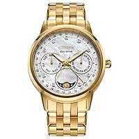 Citizen Eco-Drive Calendrier Diamond Dial and Gold-Tone Bracelet Watch | 37mm | FD0002-57D