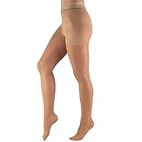 Sheer Compression Pantyhose, 8-15 mmHg, Women's Shaping Tights, 20 Denier, Beige, Queen
