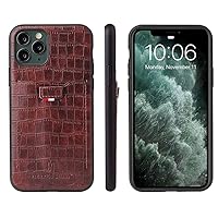 Genuine Leather Case for iPhone 11,Crocodile Pattern Simple Practical Retro Card Slot Genuine Leather Full Backcover Case for iPhone 11 (Brown)