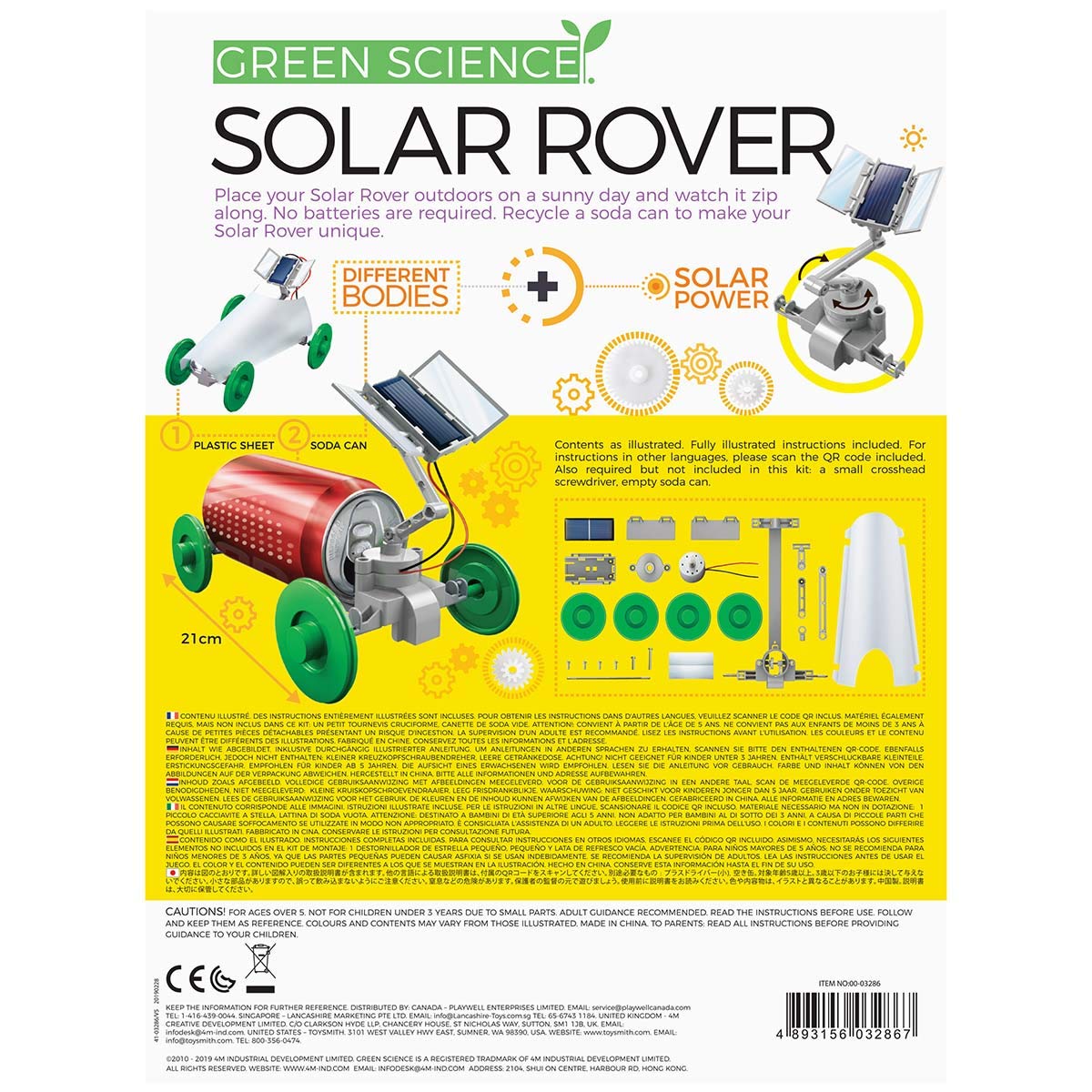 4M Green Science Solar Rover, DIY STEAM Powered Kids Science Kit, Boys & Girls Ages 5+