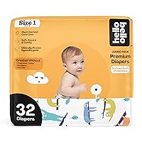 Hello Bello Premium Baby Diapers Size 1 I 32 Count of Disposeable, Extra-Absorbent, Hypoallergenic, and Eco-Friendly Baby Diapers with Snug and Comfort Fit I Sleepy Sloth