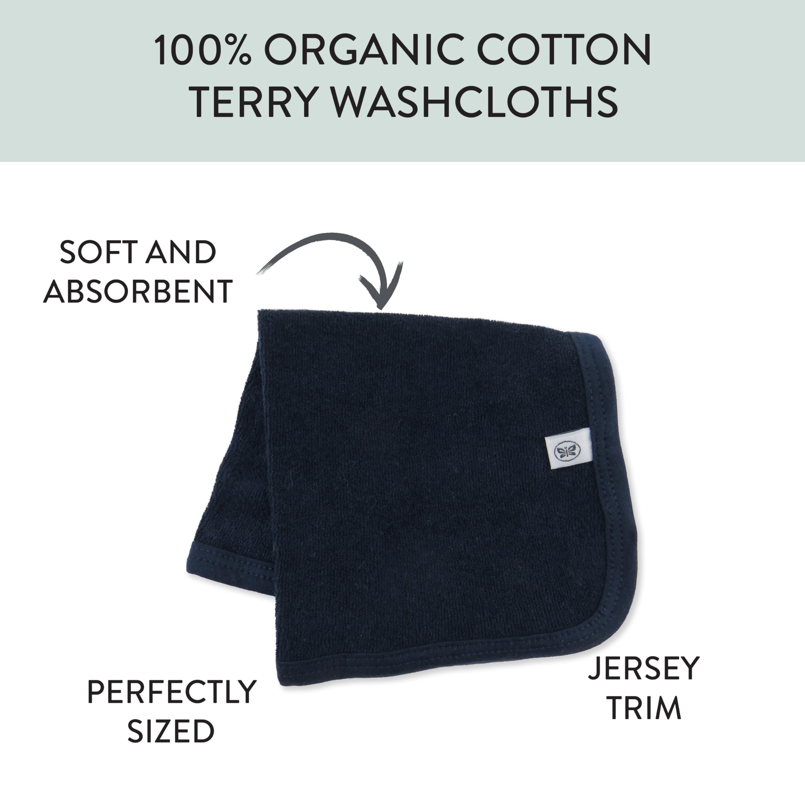 HonestBaby Unisex Baby Organic Cotton Washcloth Multi-Pack Winter Accessory Set, 5-Pack Rainbow Blue, One Size