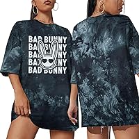 Bunny Oversized Shirt Women Funny Rabbit Graphic Shirt Country Music Tee Holiday Hip Hop Gift Short Sleeve Tops