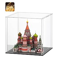 LASOA Acrylic Display Case for Collectibles, Alternative Glass Display Box with Black Base and Lid, Self-Assembly Clear Storage Showcase for Figurine Memorabilia (11x11x11inch;28x28x28cm)
