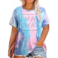 Plus Size Mama Shirt Women Cute Mama Rainbow Shirts Funny Mom Life Tshirt Pregnant Mom Tee Tops