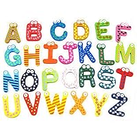 Toxz Baby 26pcs Fridge Sticker Toys Wooden Letters Alphabet Fridge Magnet for Kids,Child Educational,A-Z Alphabet Letter,Cartoon Cute Shapes,Brightly Colored(Ship from US!)