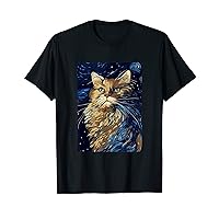 American Curl Cat Starry Night Painting Men Women Kids T-Shirt