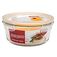 LOCK & LOCK Purely Better Glass Food Storage Container with Steam Vent Lid, Round-32 oz, Clear