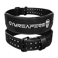 Gymreapers Leather Weightlifting Belt for Bodybuilding, Squatting, Lower Back Support & Back Pain - Real Leather, Adjustable Buckle Sizing - Men Women