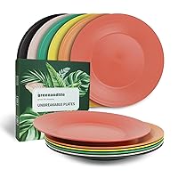 greenandlife 10inch/6pcs Dishwasher & Microwave Safe Wheat Straw Plates, Alternative for Plastic Plates, Lightweight Reusable Unbreakable Dinner Plates, Non-toxin, BPA Free for Kids & Adults