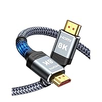 8K@60 HDMI Cable 10FT/3M, 48Gbps 2.1 High Speed HDMI Braided Nylon 4K120 144Hz RTX 3090 eARC HDR10 4:4:4 HDCP 2.2&2.3 Compatible for PS5, PS4, UHD TV and PC