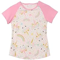 Little Girl Kids Short Sleeve Unicorn Rainbow Polka Dot Tee T-Shirt Top 2T-8