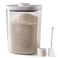 25 lbs Rice Dispenser,10.5 Qt/10 L/25 lbs Rice Container Storage with Measuring Cup & Brush Food Cereal Container Bins Household for Kitchen Pantry Organization (AY-10KG-WHITE)