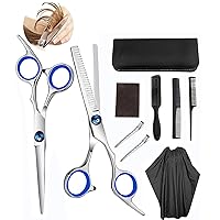 9 PCS Hairdressing Scissors Kit,Professional Hair Cutting Scissors Set,Haircut Kit, with Stainless Steel Cutting Scissors, Thinning Scissors, Barber Cape, Comb, Hair Clip for Barber, Salon,Home