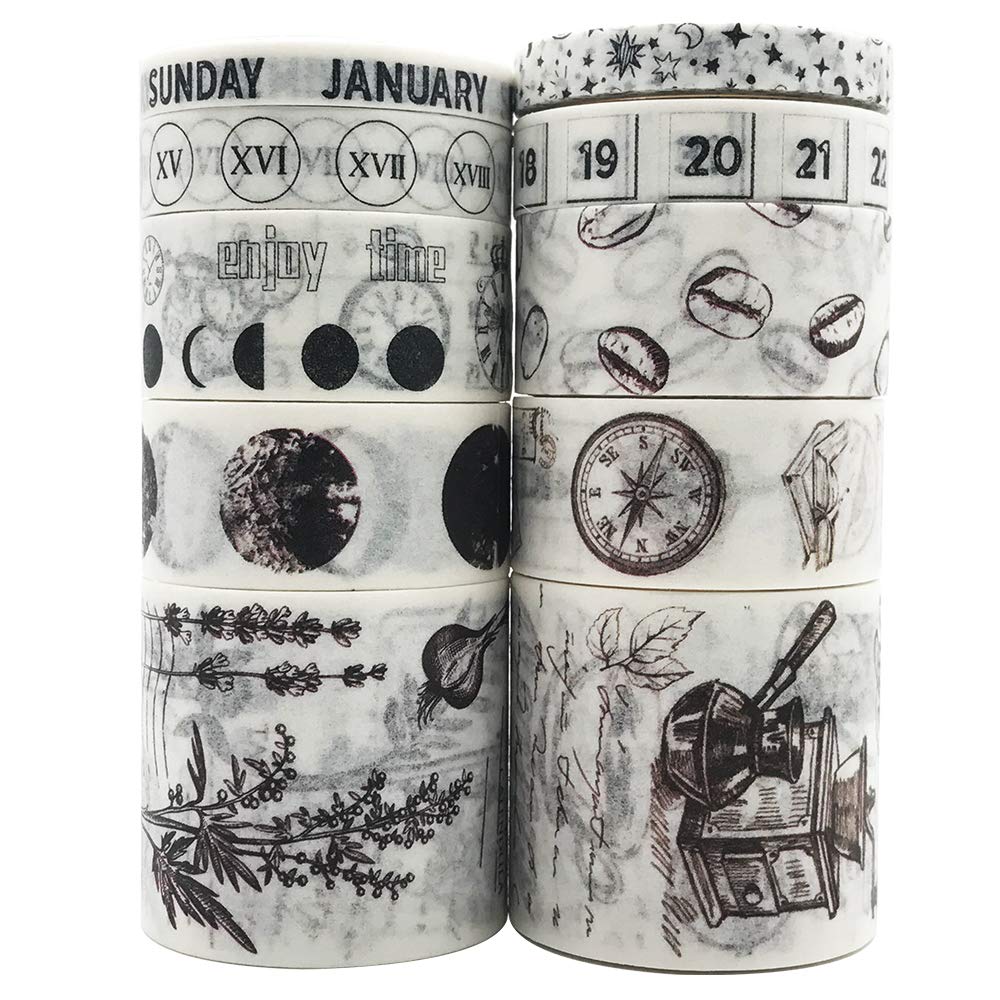 10 Rolls Basic Collection Decoration Vintage Washi Tape Set, ZMLSED 15