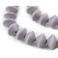 TheBeadChest Light Grey Bicone Natural Wood Beads (10x15mm): Organic Eco-Friendly Wooden Bead Strand for DIY Jewelry, Crafts, Necklace and Bracelet Making